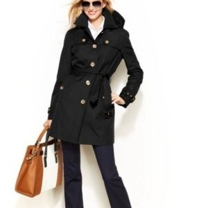 Michael Kors | Black Belted Gold Button Trench Coat